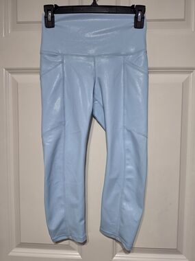 Sweat And Milk High Waisted Postpartum Compression Capri Legging Size S Blue